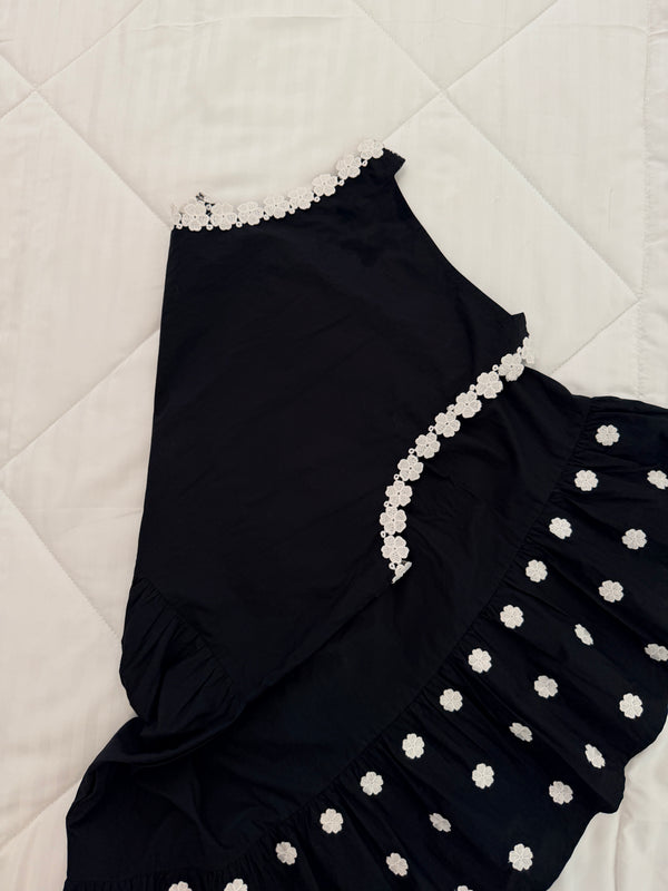 Black embroidered dress